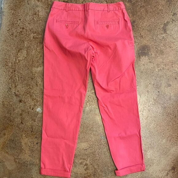 TALBOTS salmon pink flat front the weekender ankle CROP roll hem flat front PANT - Picture 6 of 7